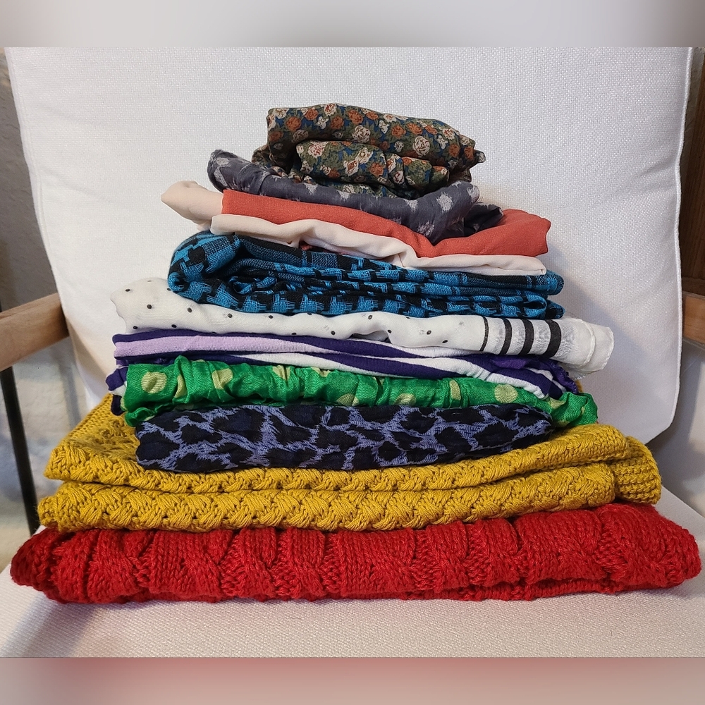 Lot of 10 Colorful, Patterned, Fun Scarves!